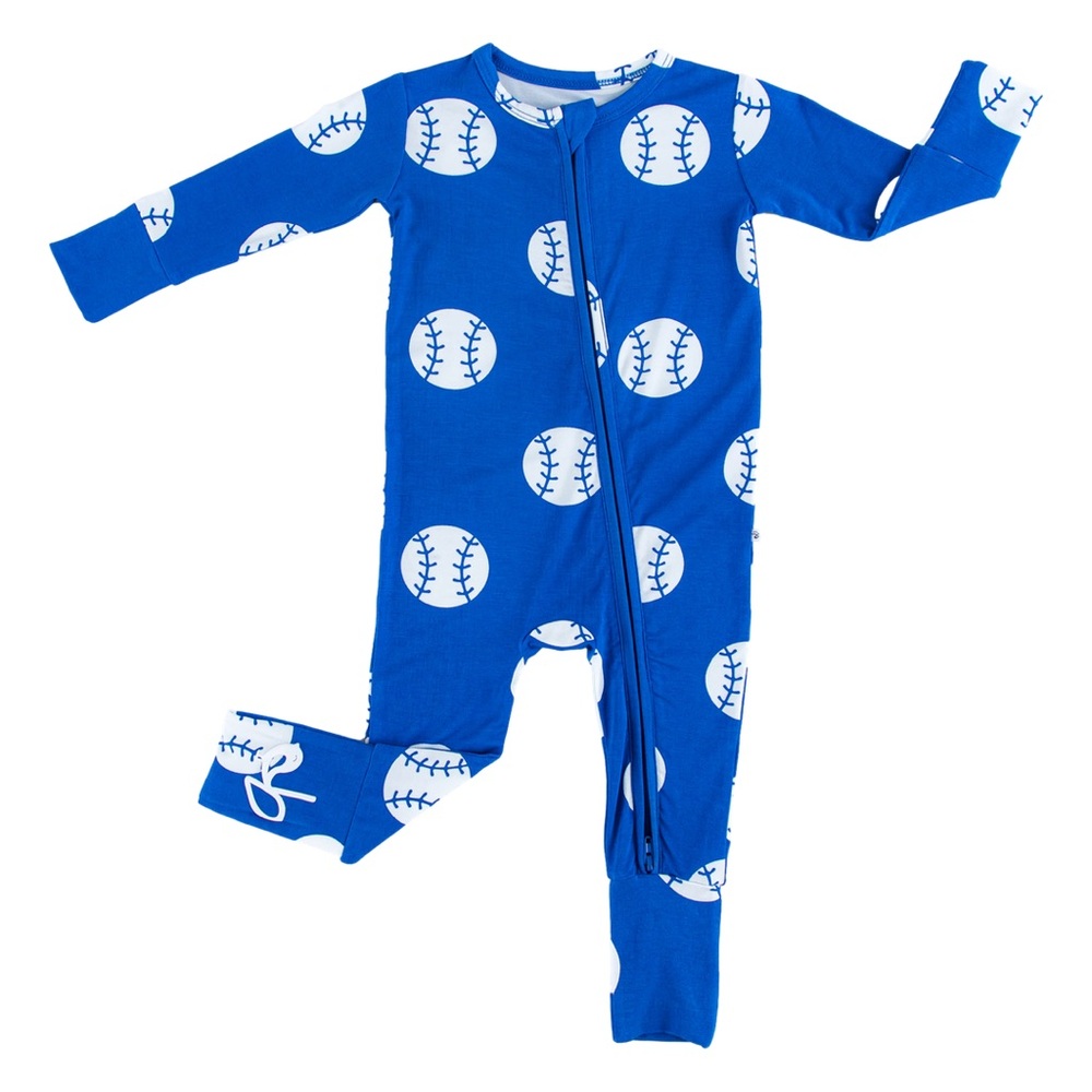 BIRDIE BEAN BLUE BASEBALL PRINT CONVERTIBLE BABY ROMPER